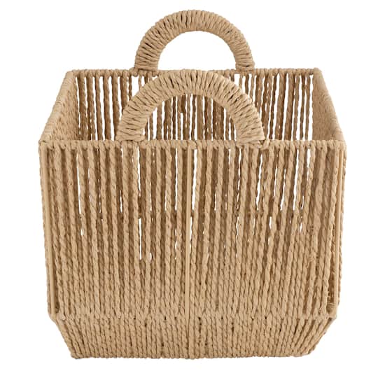 Simplify Large Vertical Weave Storage Basket with Round Handles